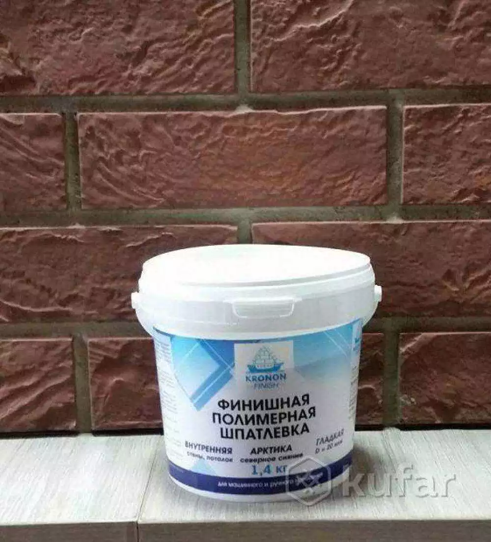 Шпатлёвка белая полимерная финишная KRONON-Finish 1.4кг.