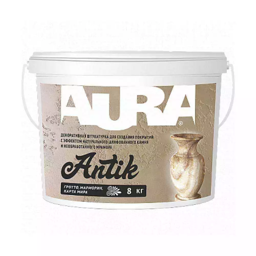 Штукатурка декоративная Aura «Antik» (0,5) 8 кг белая